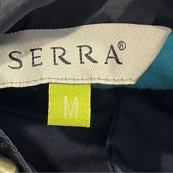 Serra Zip Up Long Navy Rain Coat Jacket Size Med - Picture 10 of 14